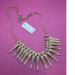 Romolo Adjustable Chain Feather Statement Gold Tone Bib Necklace NWT